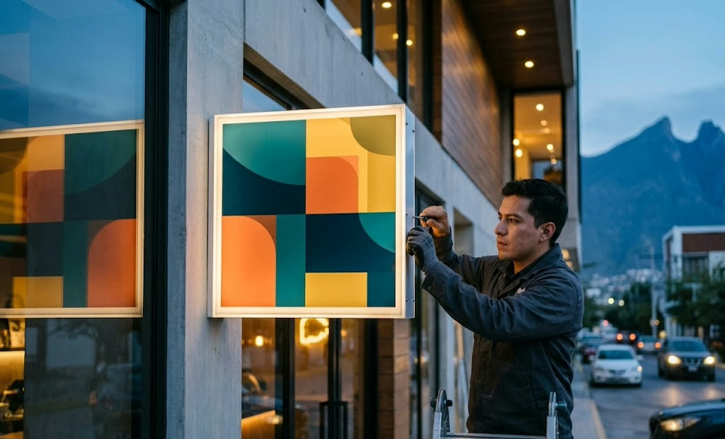 Instalación de un anuncio en fachada